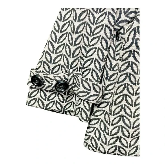 Saks Fifth Avenue Jacket Geometric Leaf Pattern 3/4 Sleeve Pockets Women Size 6 - Picture 5 of 10
